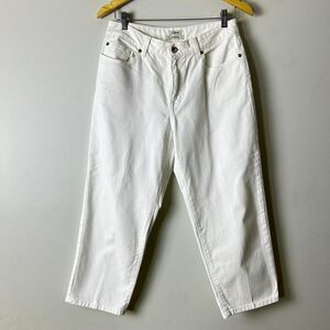 L.L. Bean White High Rise Zip Fly Classic Fit Casual Capri Denim Jeans Size 8‎